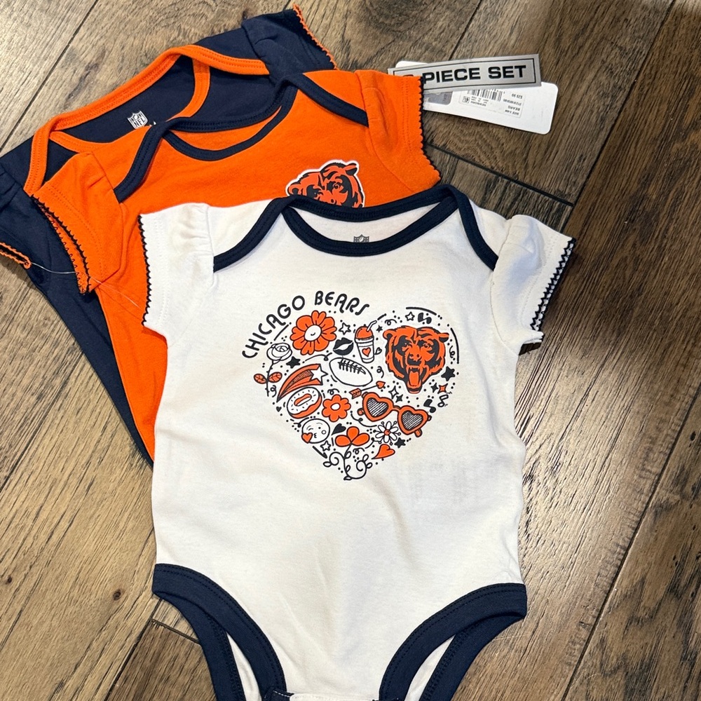 Chicago Bears Baby Bodysuit Set - Orange, White, Navy